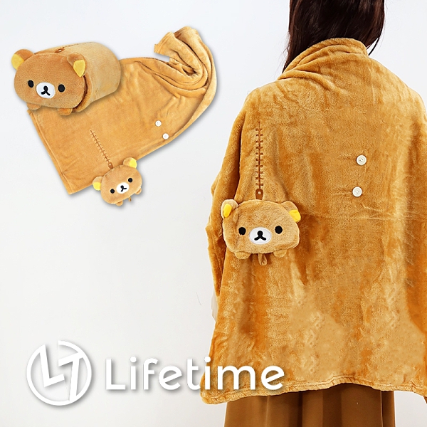 ﹝拉拉熊趴姿造型捲毯﹞正版 刷毛毯 冷氣毯 毯子 捲毯 披肩 拉拉熊〖LifeTime一生流行館〗