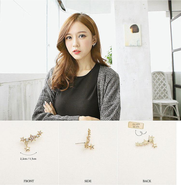 [日韓生活館] 韓款閃亮水鑽小星星吊墜耳釘 韓國時尚首飾 韓系小耳環 耳墜飾 韓劇漂亮美女 潮貨小飾品 韓風流行精品特價