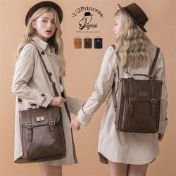 ◎主袋X1 / 內口袋X3 / 拉鍊口袋X2 / 背面口袋X1 / 前口袋X1|◎可肩背,斜背,後背|◎品牌定位:流行品牌品牌:1/2Princess背法:後背包款:後背包顏色:棕色系外層材質:PVC