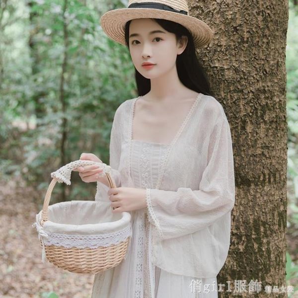 搭配吊帶裙子的百搭防曬衣開衫女夏季2019新款薄款小外套外搭披肩 俏girl
