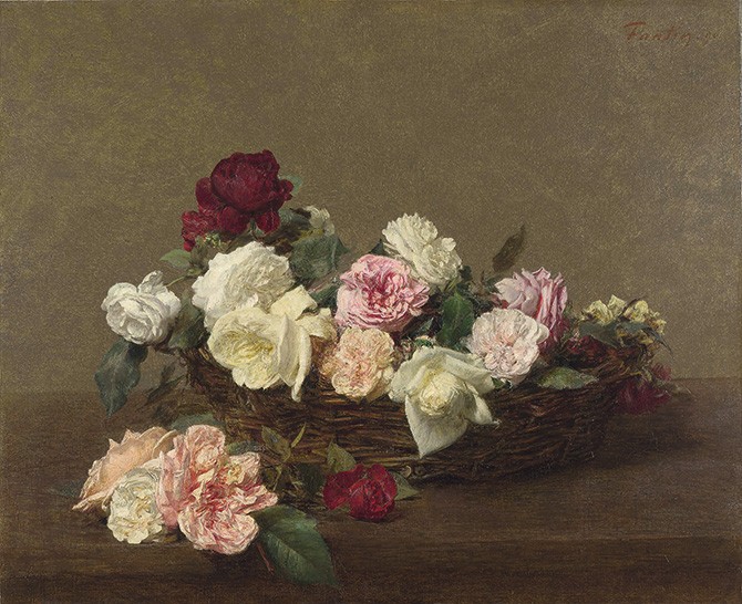 ラトゥール 額縁 アンティーク 名画 薔薇 絵画 油絵 ばらの籠 複製画