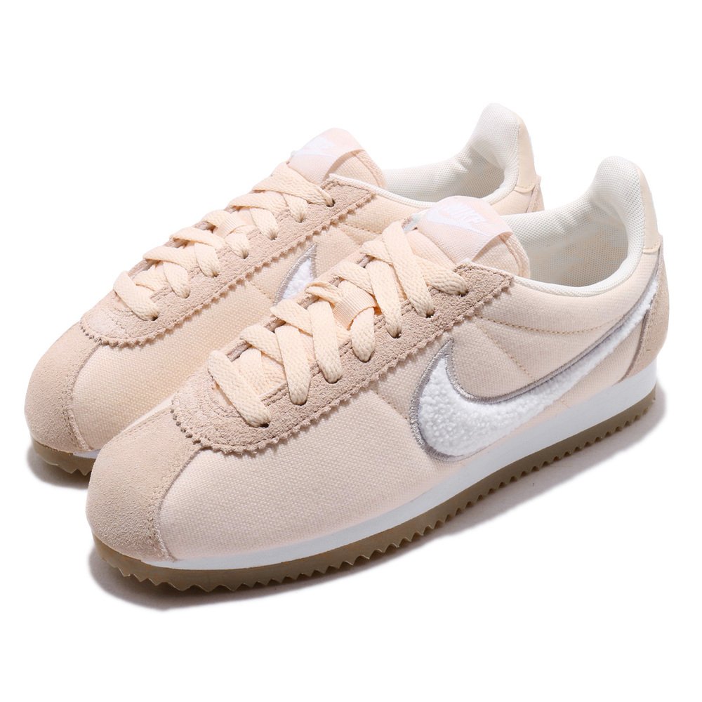 NIKE 休閒鞋 Classic Cortez 復古 女鞋 阿甘鞋 球鞋 低筒 膠底 麂皮 穿搭 淡橘 白 [905614-801]