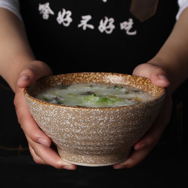 Tulip家居ins舘創意陶瓷家用粥碗日式個性一人食麥片碗加厚防燙米飯碗商用早餐碗