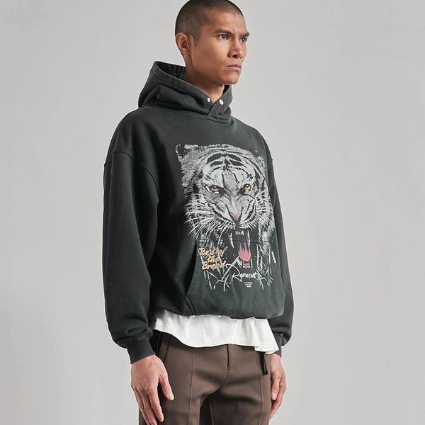 精選男裝 正品 REPRESENT 潮牌老虎圖案男士休閒百搭連帽套頭衛衣 M04180