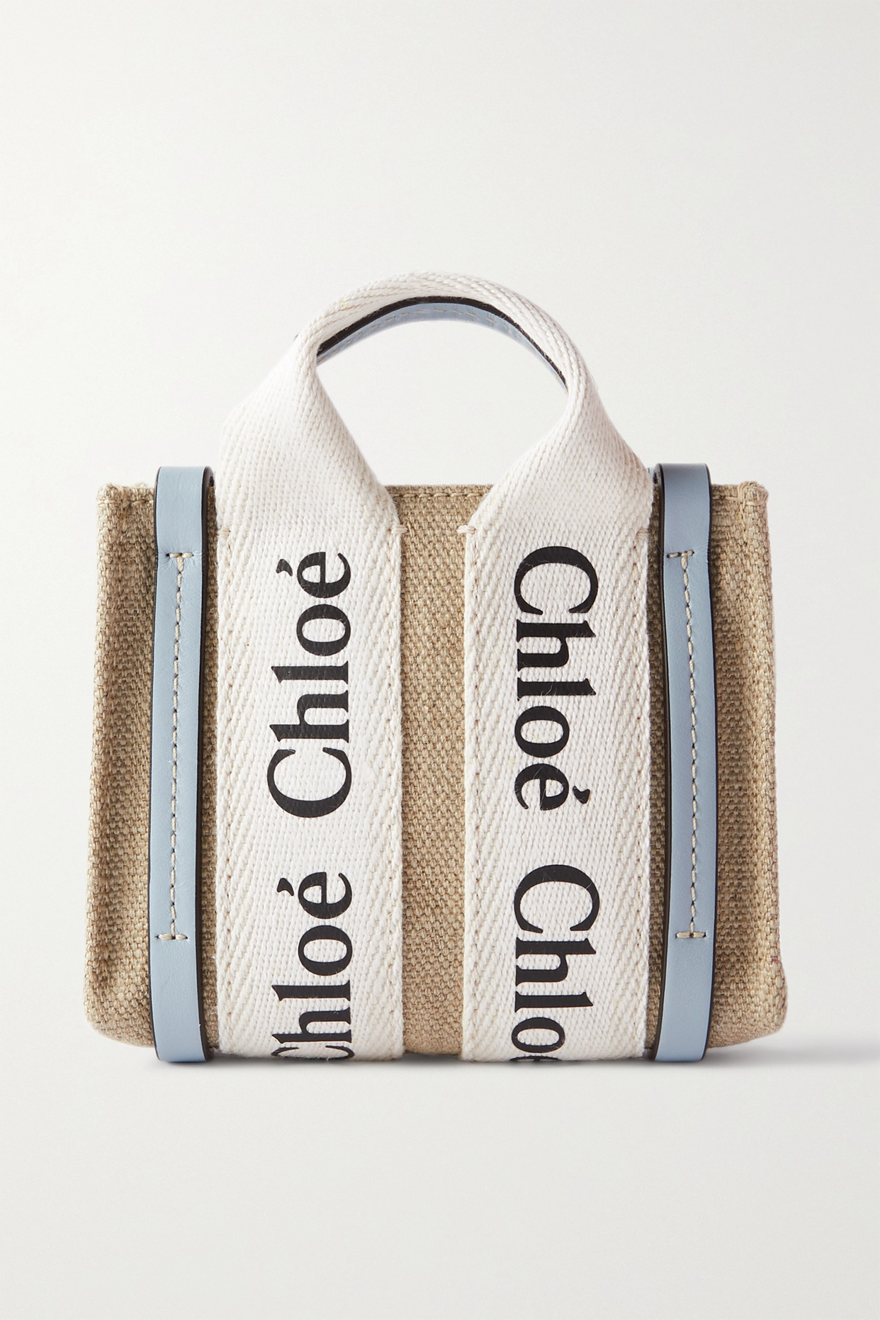 Chloé - Woody Nano Leather-trimmed Cotton-canvas Tote - Blue - one size