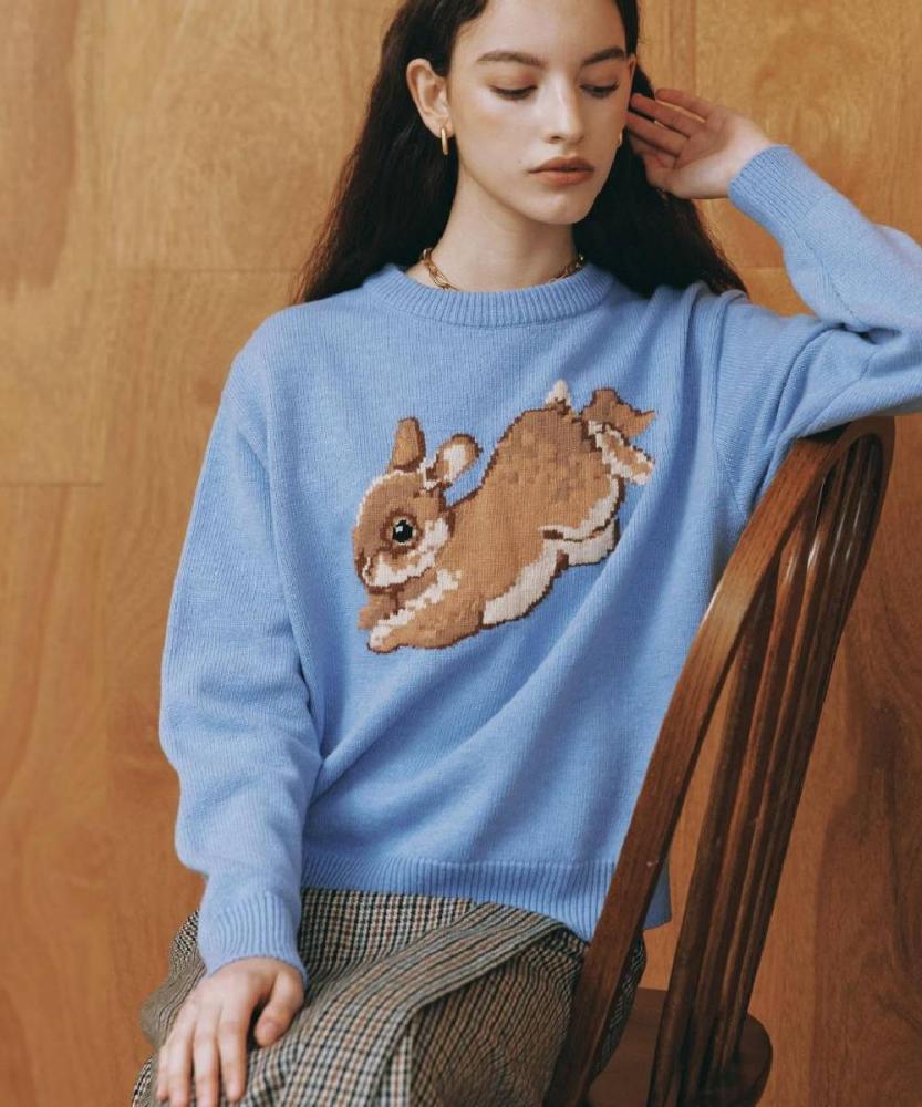 兔子印花針織毛衣
