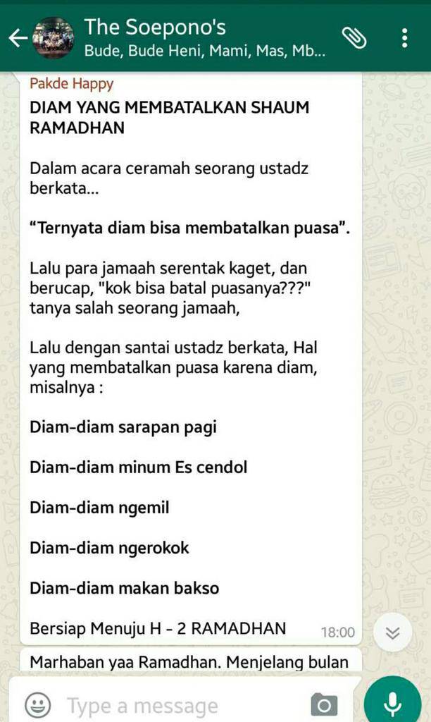 10 Lawakan Puasa Yang Pasti Muncul Di Grup Whatsapp Keluarga