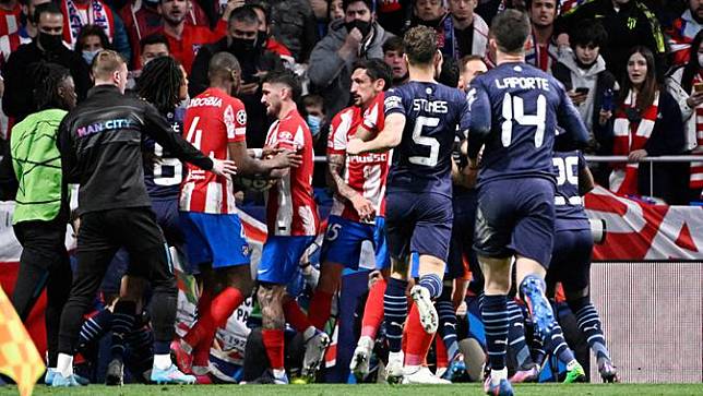 Foto: Melihat Keributan Antar Pemain Pada Laga Atletico Madrid Vs Manchester City di Liga Champions