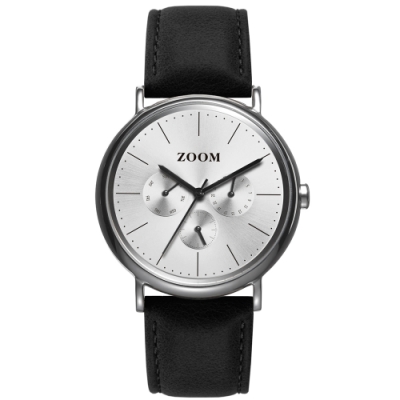 三眼多功能腕錶 錶頭弧形線條 極簡讀時面板