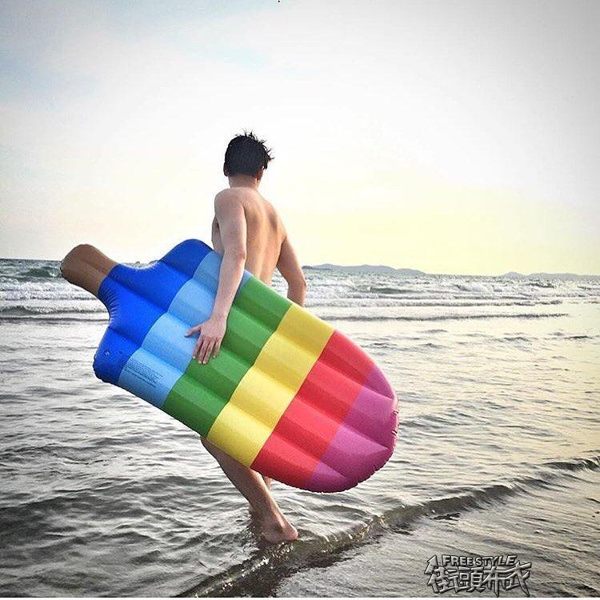 泳圈 超大水上充氣棒棒糖浮床雪糕冰淇淋冰棒充氣冰棍浮排浮板游泳圈 街頭布衣