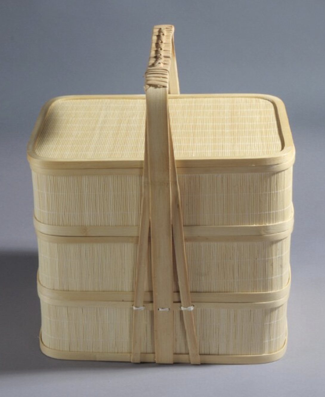 手工編織三層竹籃竹編野餐籃