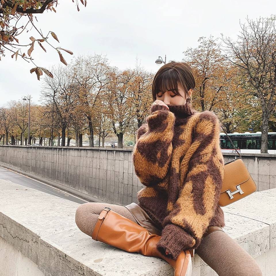 韓國網紅慵懶寬鬆加厚高領毛衣 現貨賠本出清-BIKU/B酷