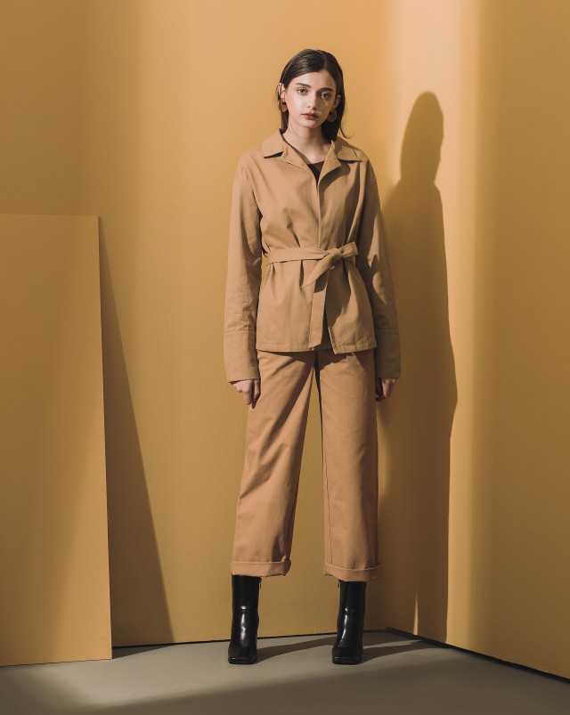 MEIERQ+法式率性卡其布綁帶外套