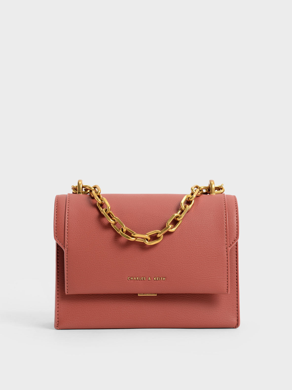 鍊條掀蓋斜背包