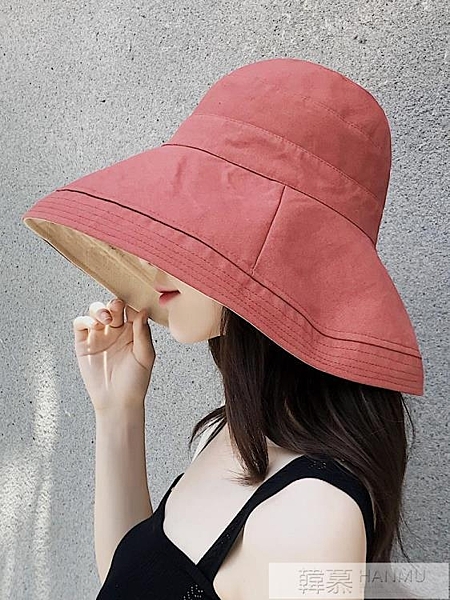帽子女韓版潮百搭出游遮陽帽防曬紫外線大沿遮臉日系漁夫帽女士夏
