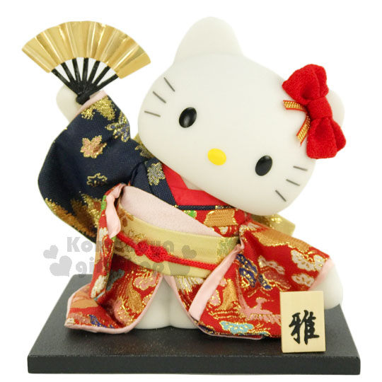 〔小禮堂〕Hello Kitty 傳統手工人形擺飾《紅.和服.舞姿.扇子》華貴典雅 4991567-96402