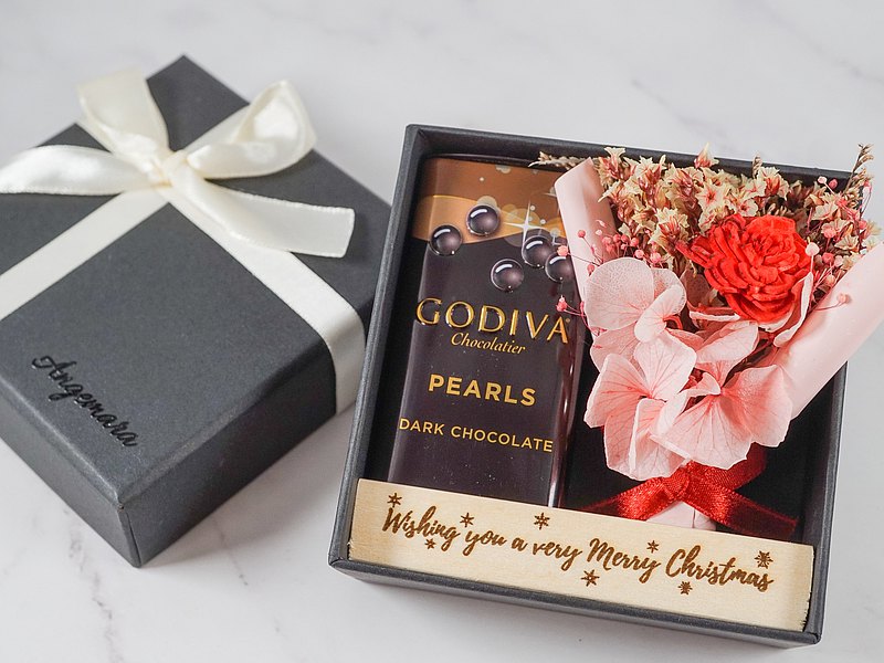 擴香永生花巧克力禮盒(內含Godiva)/客製化禮物