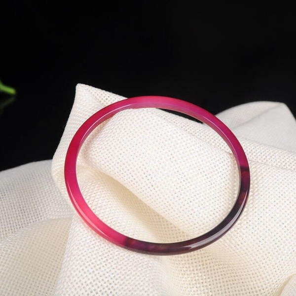 冰花玉髓手鐲女藍紫紅黃粉圓條瑪瑙手鐲時尚水晶冰種細款