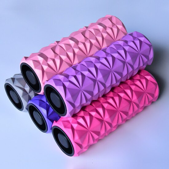 瑜珈滾輪 瑜珈柱 泡沫軸 滾軸 瑜伽 狼牙棒 皮拉提斯 EVA 滾筒輪 按摩滾筒 按摩器 運動 健身 紓壓 加蓋 放鬆棒 鑽石紋瑜珈滾輪 ♚MY COLOR♚【A014】