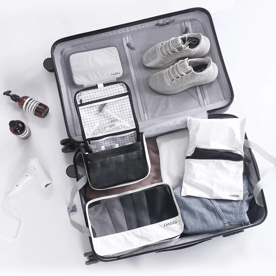 NEW㊣imblu防水杜邦紙旅行洗漱包便攜化妝包收納包鞋包衣物換洗袋