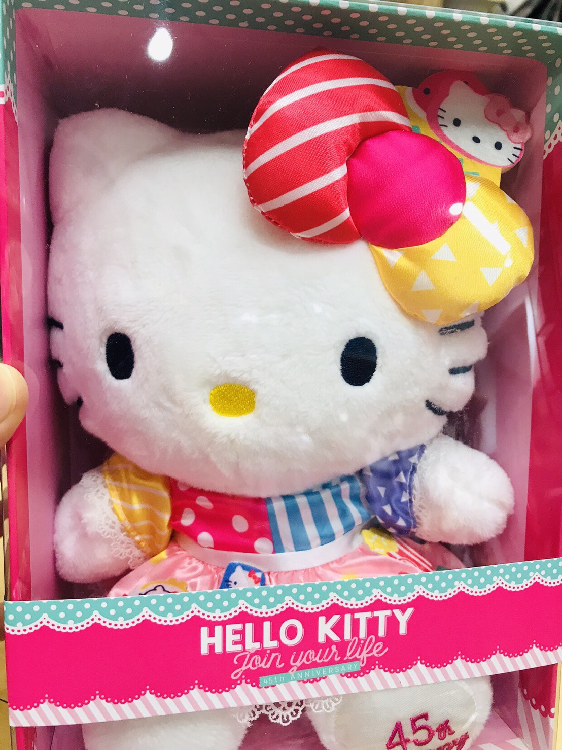 大賀屋 日貨 HELLO KITTY 45週年 限量 絨毛 娃娃 布偶 布娃娃 絨毛玩偶 抱枕 正版 L00011282