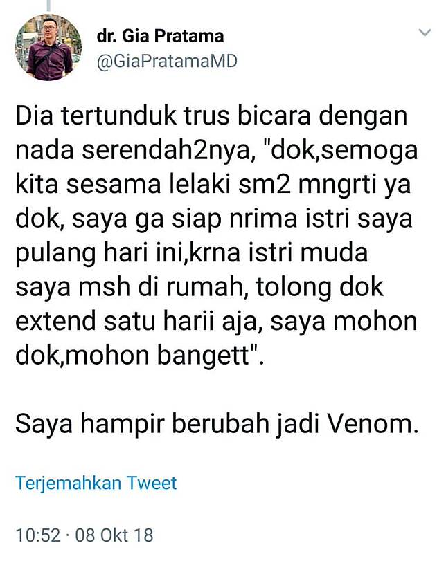Si suami kemudian jujur kepada dr Gia...