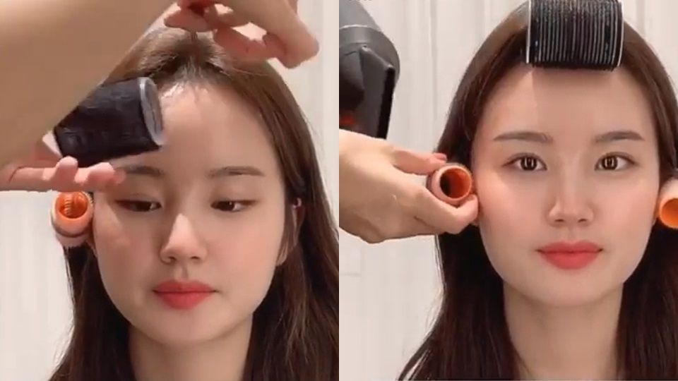 STEP 4：大、中號髮捲＋吹風機