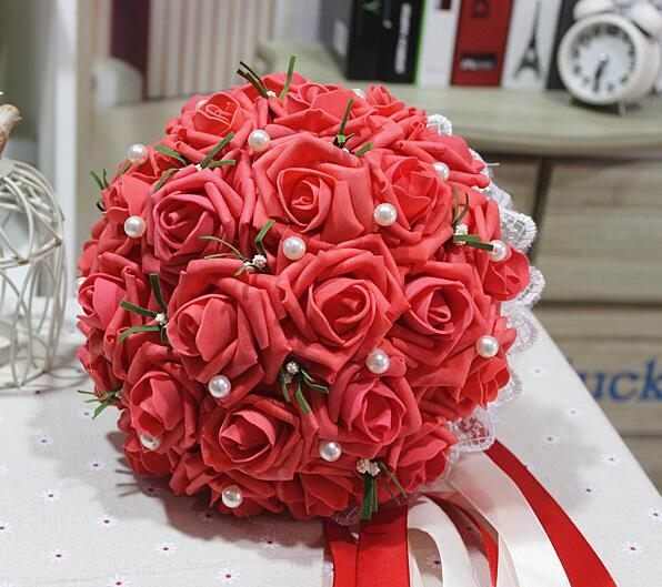 新娘手捧花仿真新娘手捧花結婚韓式手捧花仿真婚禮創意高檔婚慶玫瑰花束攝影WD 晴天時尚館