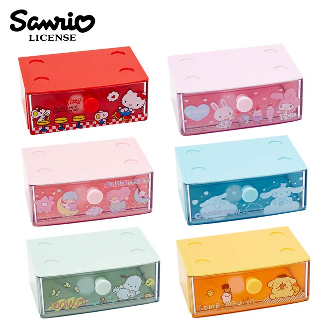 【日本正版】三麗鷗 便條紙 收納盒 置物盒 桌面收納 抽屜盒 凱蒂貓 美樂蒂 雙子星 大耳狗 帕恰狗 布丁狗