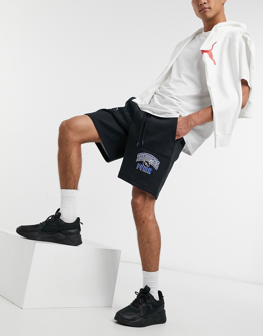 Shorts by PUMA Collaboration with The Hundreds Regular rise Elasticated drawstring waist Side pocket