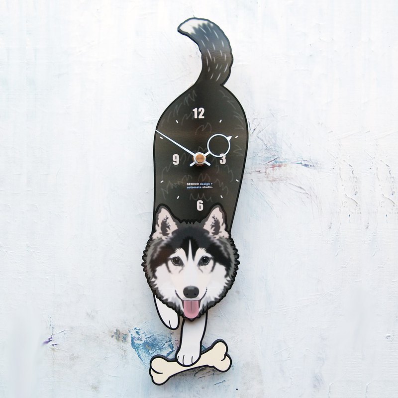 D-165 西伯利亞哈士奇(黒目) - 動物造型鐘擺鐘