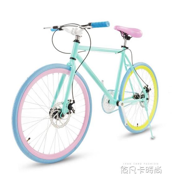 死飛公路自行車成人女式單車學生男雙碟剎活跑車26/24實心胎賽車