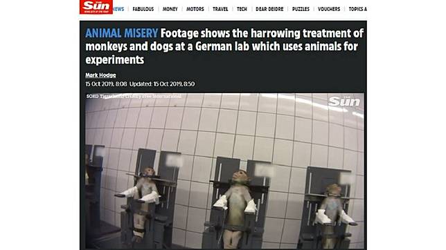 德國漢堡近郊的LPT實驗室，近日被爆出涉嫌實驗過程虐待動物。圖／翻攝自THE SUN網站