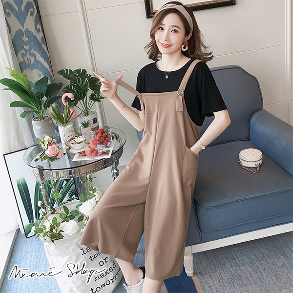 MIMI別走孕婦裝 我的幸福圓舞曲 兩件式上衣+吊帶寬褲 孕婦套裝 【P31347】