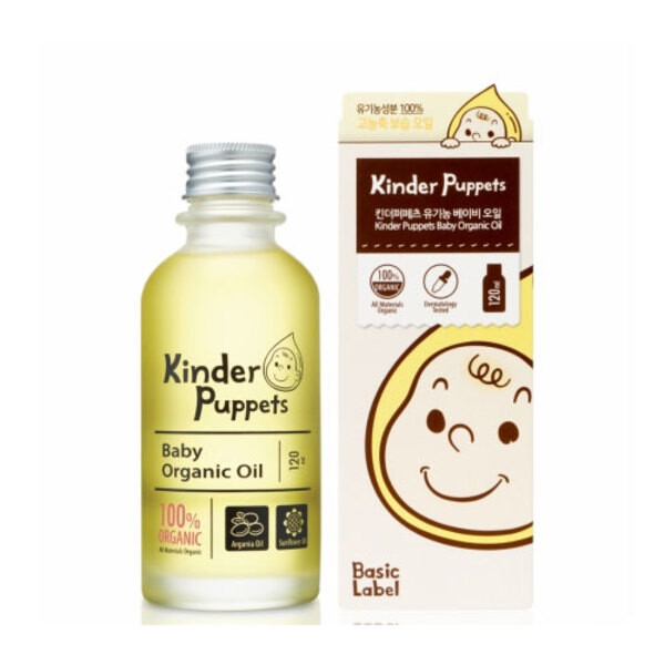高純度有機認證精油 全成分選用符合EWG綠色等級 不含香精、防腐劑、有害化學物質 不油膩易吸收滋潤肌膚深處 提升肌膚的保護力 品牌：Kinder Puppets 產地：韓國 容量：有機嬰兒精油120m