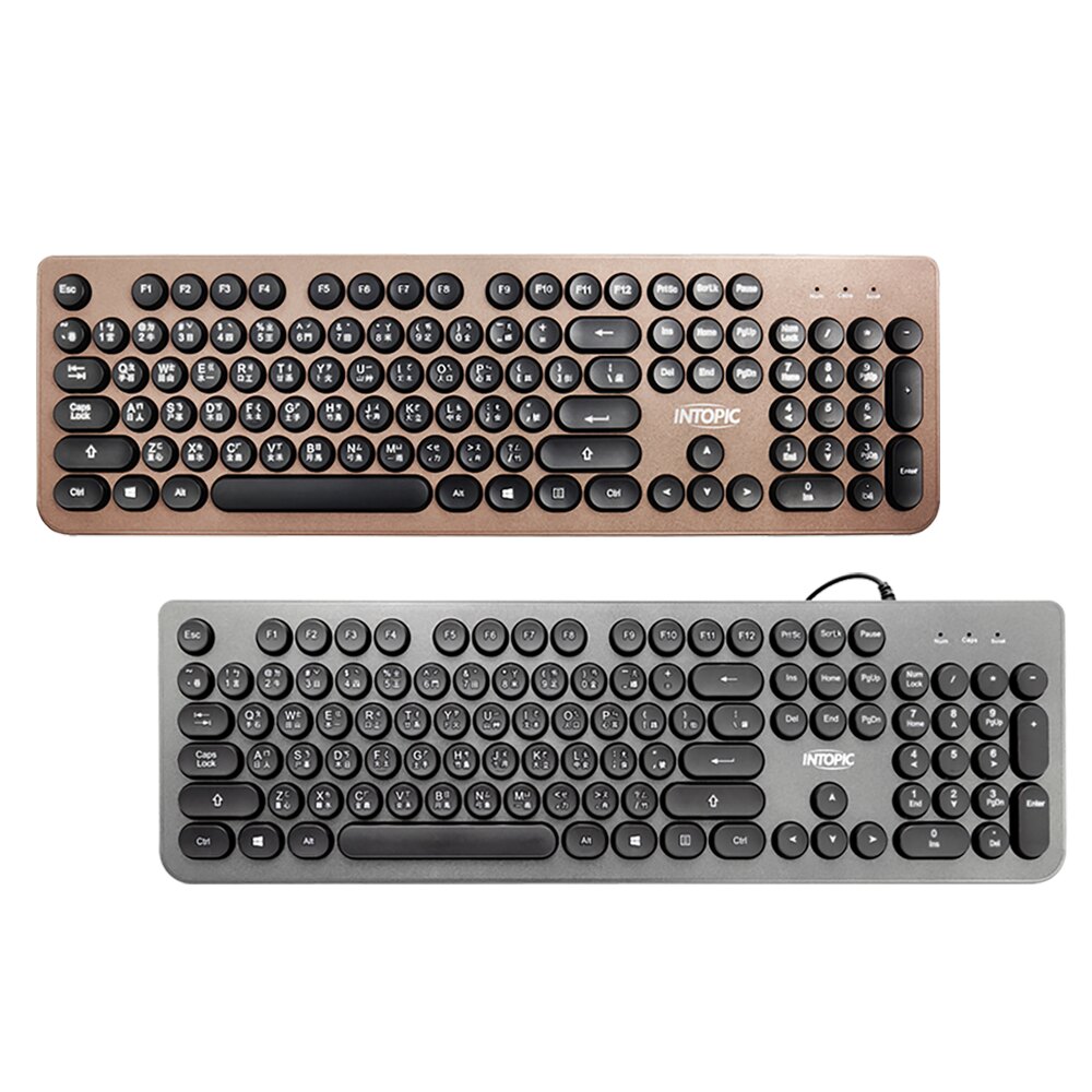 INTOPIC 復古鍵盤 超薄型打字機圓型鍵帽 MAC鍵盤 KBD-76 有線鍵盤