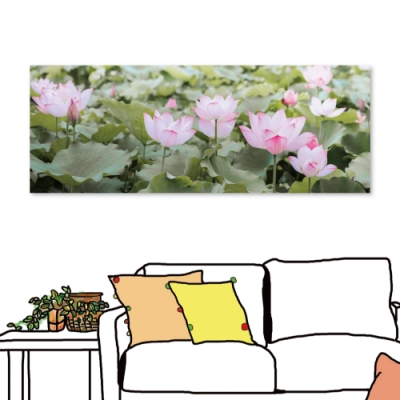 美學365 單聯式 無框畫掛畫 30X80cm- 荷花 荷塘盛