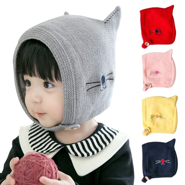 可愛貓咪耳朵造型保暖帽 帽子毛線帽-KD8112