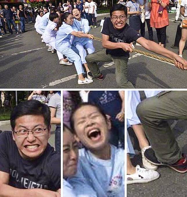 Bersemangat melakukan tarik tambang