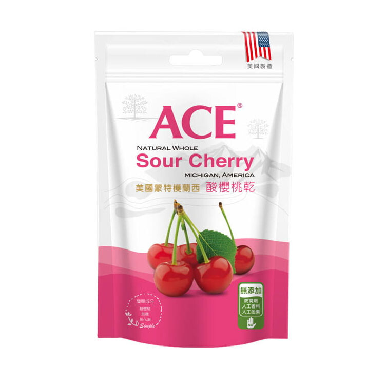 ▼【ACE】美國蒙特模蘭西酸櫻桃乾(108g) 世界頂級產區，美國獨特Montmorency酸櫻桃品種， 果肉飽滿，具豐富的花青素與多酚類，是現代超級美容水果，果乾首選 。 ▼【ACE】北美紅鑽大蔓越