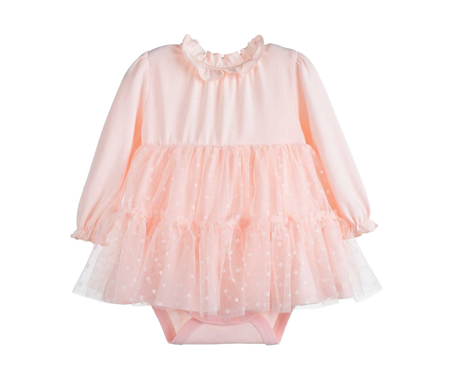 包屁裙褲檔設計，易更換尿布荷葉邊領口造型，時尚好看韓版網紗材質，寶寶穿著舒適小公主裙裝，聚會場所推薦蛋糕層裙擺，宴會必備款