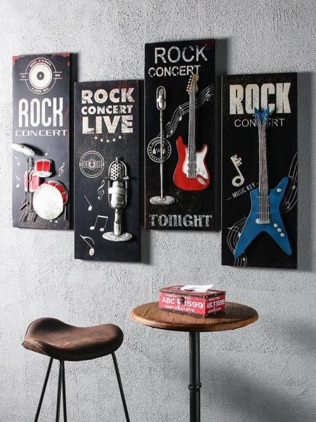 工業風牆面裝飾品酒吧掛飾牆上立體鐵藝吉他樂器掛件創意房間壁飾 夢幻衣都