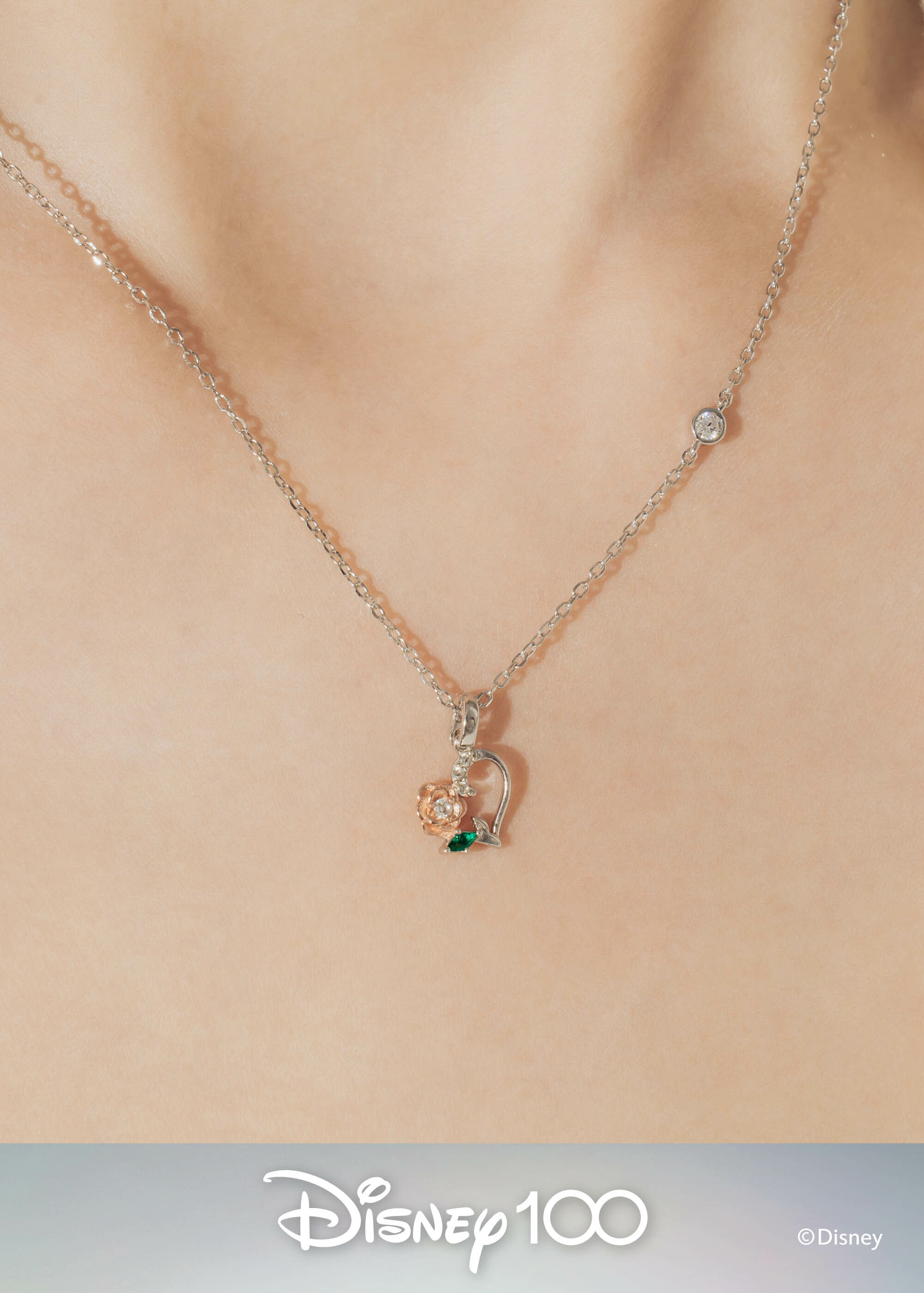 【贈禮盒】Disney 100th｜V Class貝兒・純銀項鍊