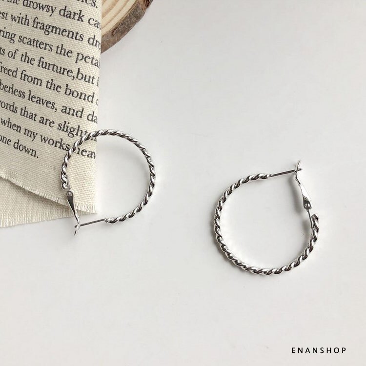 麻花圈圈耳環 韓國氣質 耳環 圓圈耳環 時尚耳環 惡南宅急店【0472D】