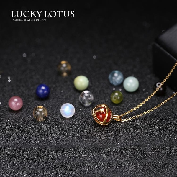 YN飾品 新款925銀23k金鑲嵌水晶幸運項鍊十二生辰石輕奢項鍊鎖骨鍊女簡約