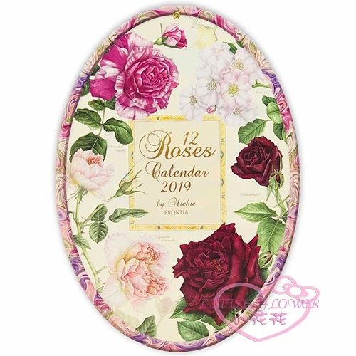 ♥小花花日本精品♥Roses各式花朵玫瑰圖案橢圓造型年曆行事曆掛曆2019年版本 日本製 99959500