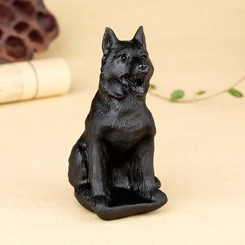 天然黑曜石貴犬通財招財家居風水生肖狗擺件狼狗靈葫雙犬擺設
