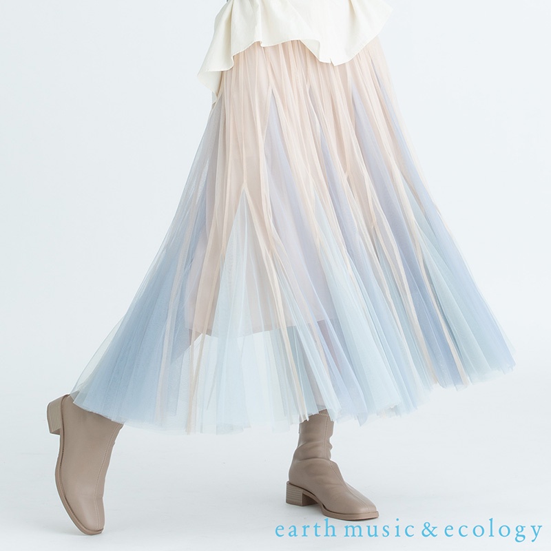 earth music&ecology 剪接拚色浪漫紗裙(LA23L0L0100)