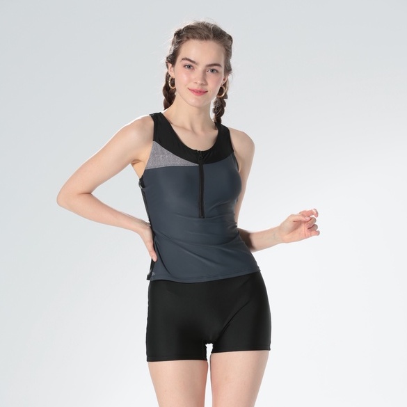 Haolang 運動黑連身四角泳衣/游泳/溫泉