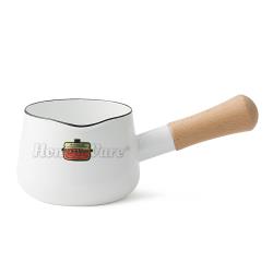 Honey ware 日本富士琺瑯 Solid系列-12cm單柄琺瑯牛奶鍋0.75L-天使白